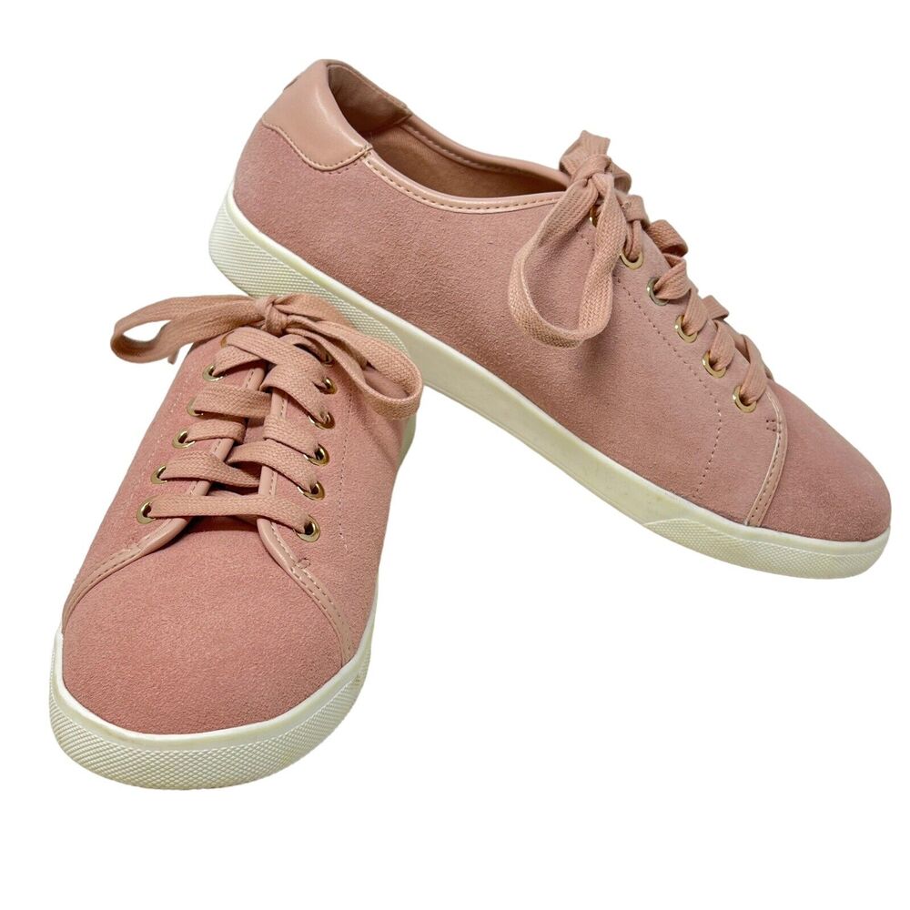 Vionic Womens Sunny Brinley Lace Up Sneaker Light‎ Pink Suede Cushioned Sz 8M